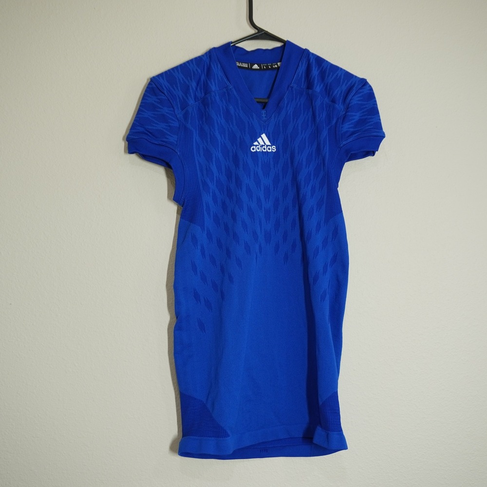 Adidas Mens Size Large Blue Football Jersey Compression Training Shirt Technical
